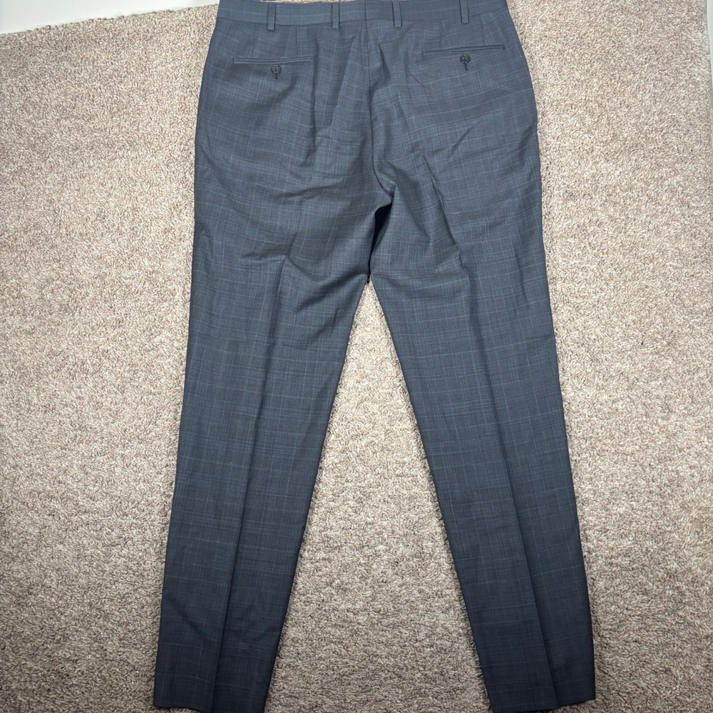 Lauren Ralph Lauren Mens 44R Suit 36x32 Charcoal Grey Blue Glen Plaid Wool Blend - Picture 15 of 16